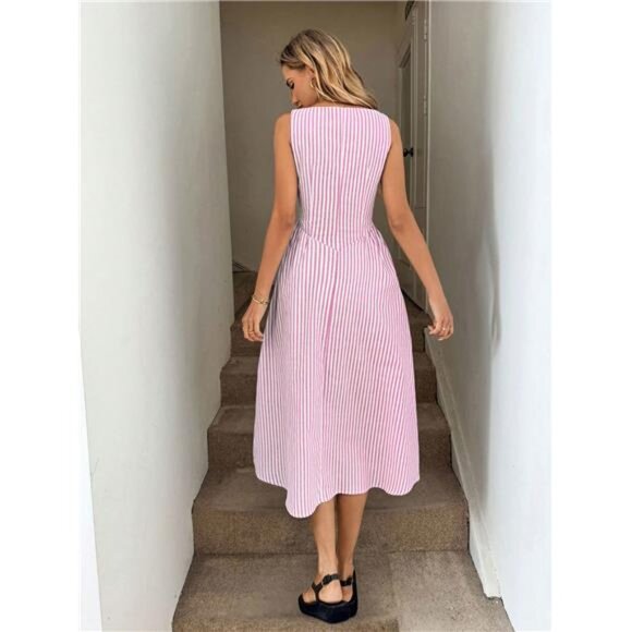 Sleeveless Striped Midi Dress - Picture 14 of 16